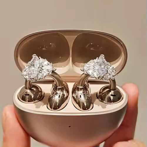 Bijoux clip pour écouteurs – Boucles d’oreilles Bluetooth luxueuses en cristal